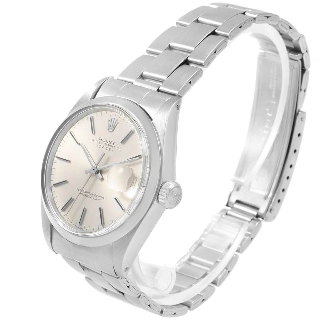 The Rolex Vintage Collection 1500 Men's Stainless Steel Silver Dial 1500 Men's Stainless Steel Silver Dial model is shown at a three-quarter angle, displaying its watch face, case, and part of the bracelet.