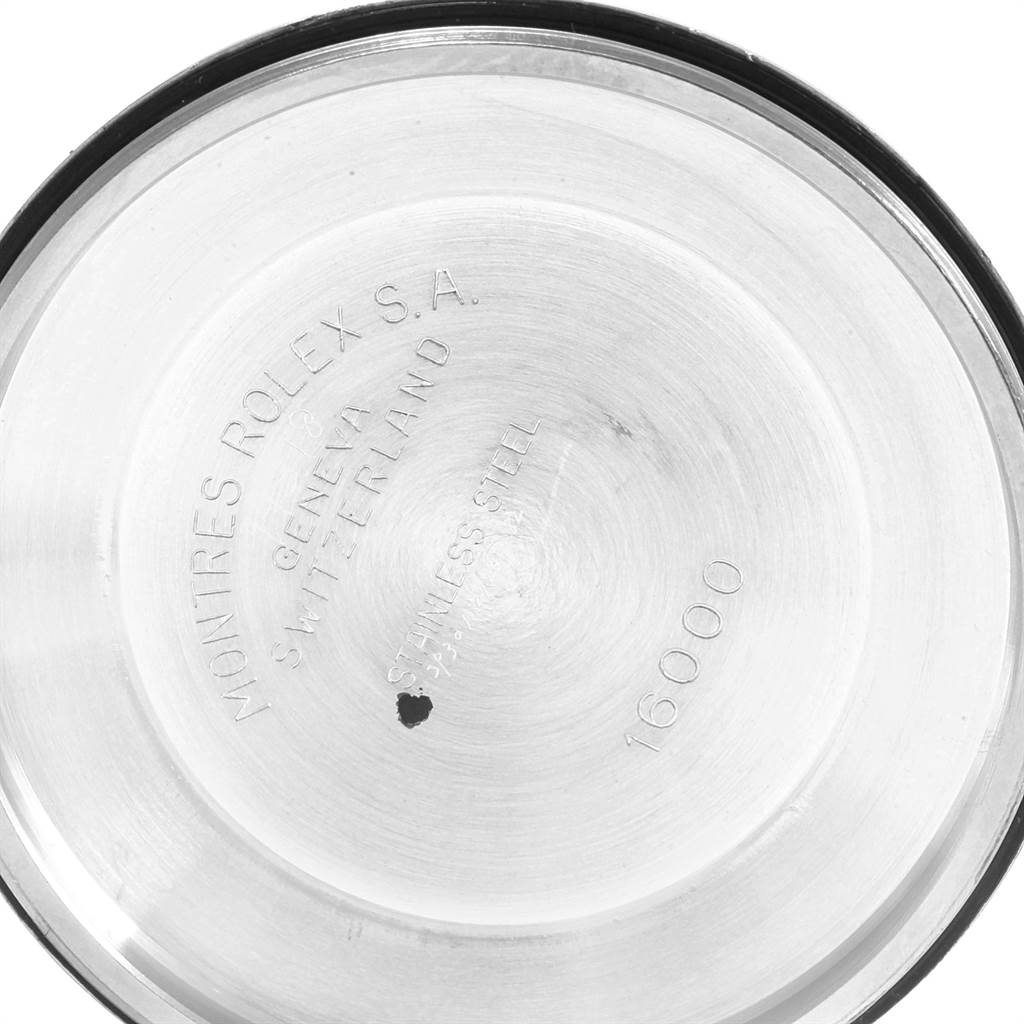 This is the inner case back of a Rolex Vintage Collection 16014 Men's Stainless Steel Silver Dial 16014 Men's Stainless Steel Silver Dial watch, showing model and material details.