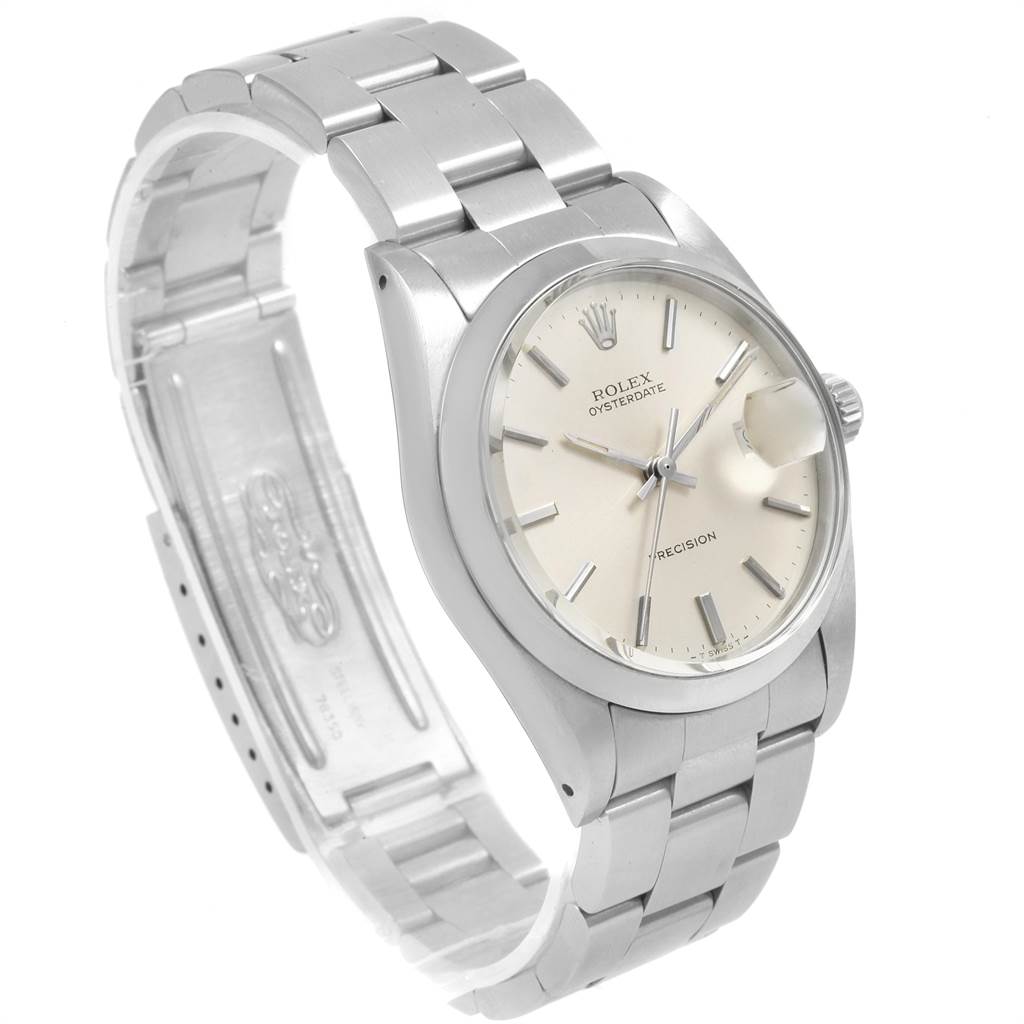 The Rolex Vintage Collection 6694 Men
s Stainless Steel Silver Dial 6694 Men
s Stainless Steel Silver Dial model is shown at a slight angle, displaying its face, bezel, case, bracelet, and clasp.