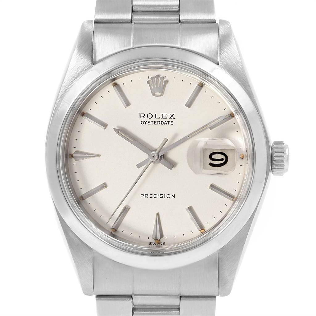 The Rolex Vintage Collection 6694 Men
s Stainless Steel Silver Dial 6694 Men
s Stainless Steel Silver Dial model watch is shown from a front angle, displaying its dial and bracelet.
