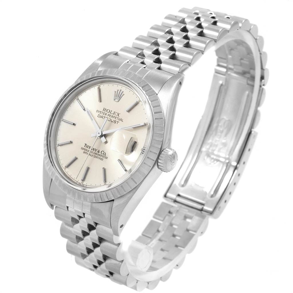 The Rolex Vintage Collection 16030 Men
s Stainless Steel Silver Dial 16030 Men
s Stainless Steel Silver Dial watch is shown at a three-quarter angle, highlighting the face, crown, and metal bracelet.