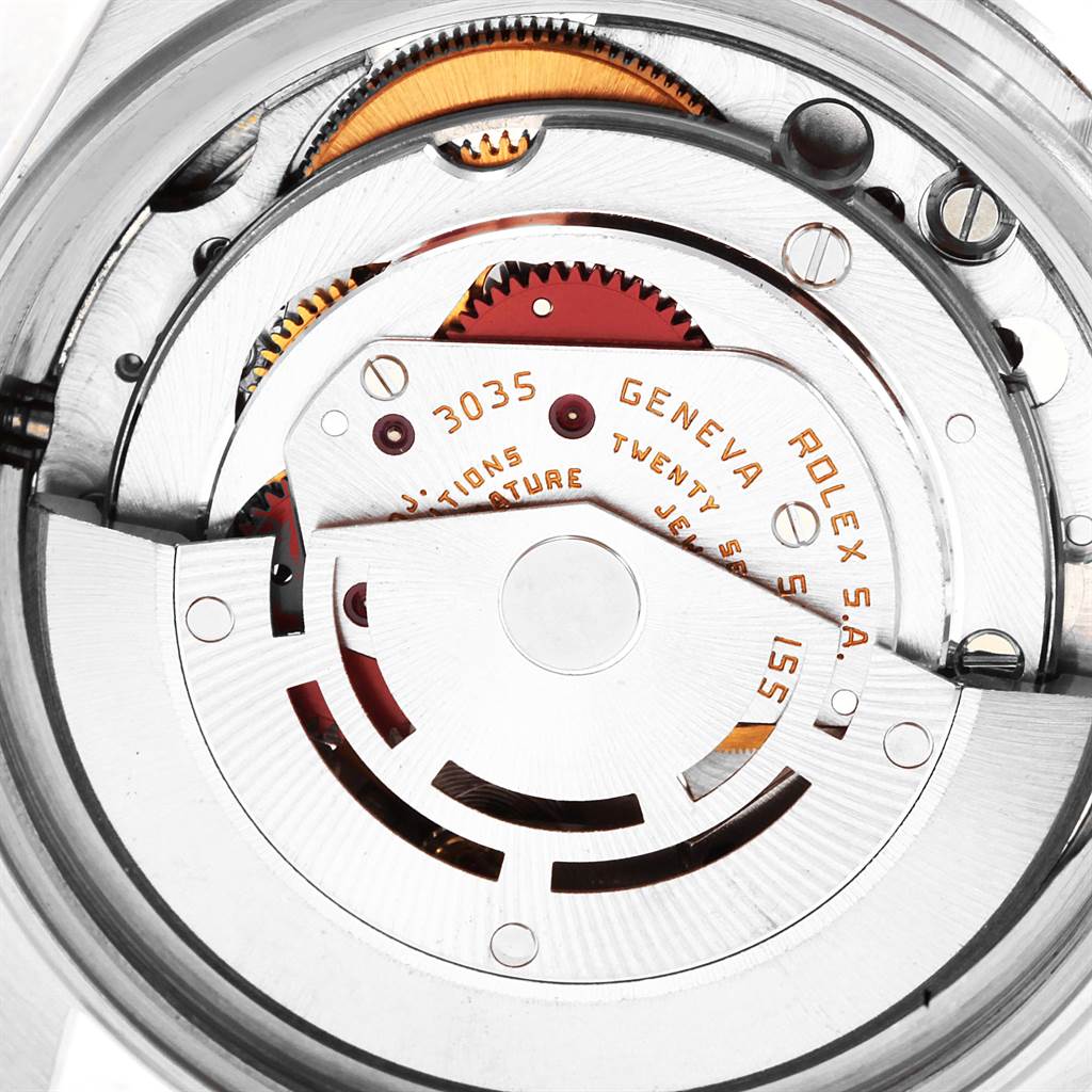 This image shows the movement and internal mechanism of a Rolex Vintage Collection 16030 Men
s Stainless Steel Silver Dial 16030 Men
s Stainless Steel Silver Dial model from a close-up angle.