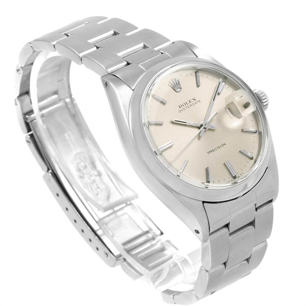 The Rolex Vintage Collection 6694 Men
s Stainless Steel Silver Dial 6694 Men
s Stainless Steel Silver Dial model is shown at a three-quarter angle, displaying its face, bezel, and bracelet.