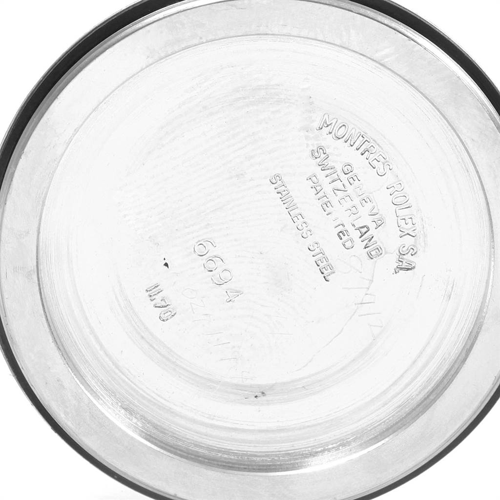 This is an interior view of the back case of a Vintage Collection model by Rolex.