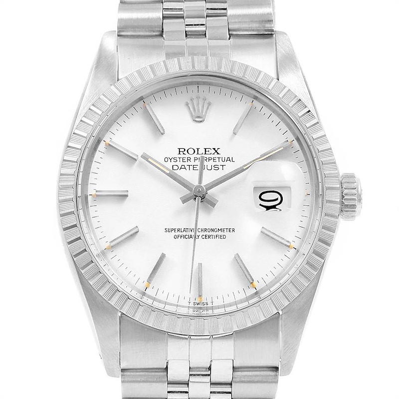 Rolex Datejust 36mm White Dial Steel Vintage Mens Watch 16030 SwissWatchExpo