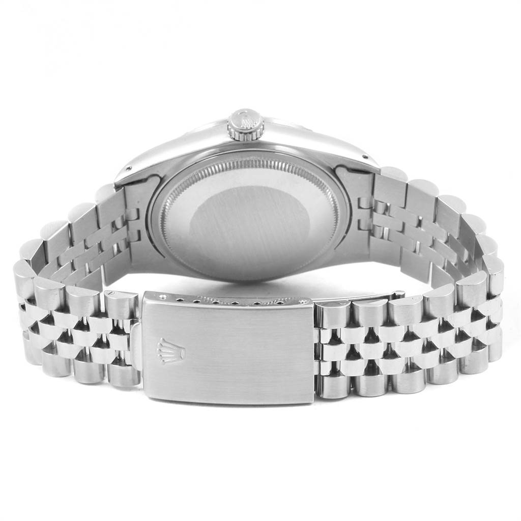 The image shows the rear view of the Rolex Vintage Collection 16030 Men
s Stainless Steel White Dial 16030 Men
s Stainless Steel White Dial watch, displaying the case back, crown, and bracelet with clasp.