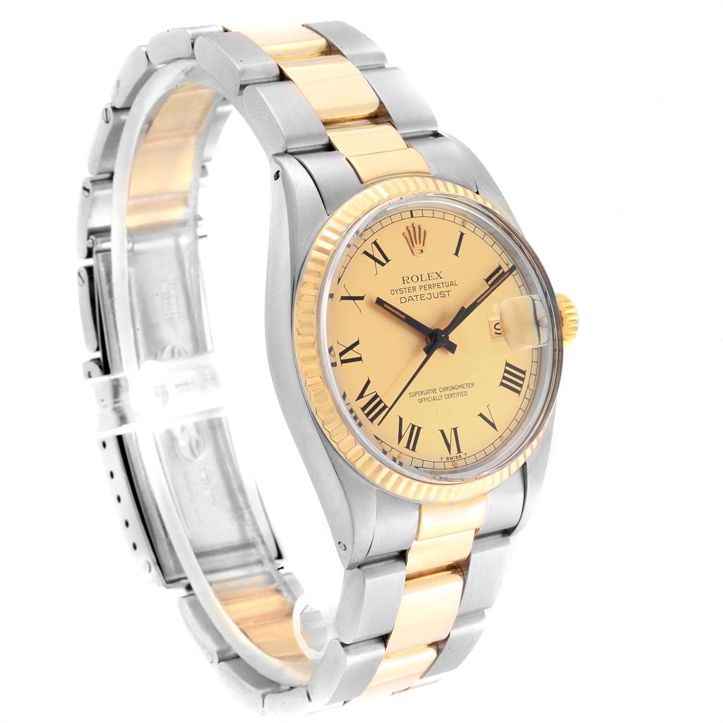 The Rolex Vintage Collection 16013 Men's Stainless Steel Champagne Dial 16013 Men's Stainless Steel Champagne Dial model is shown at a three-quarter angle, featuring the dial, bezel, and two-tone bracelet.