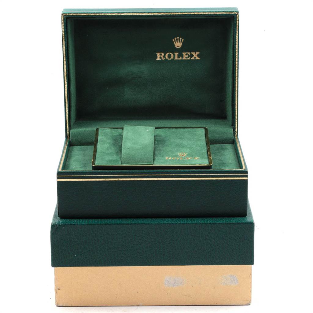 The image shows an open Rolex watch box from the Vintage Collection, displaying the interior without any accessories.