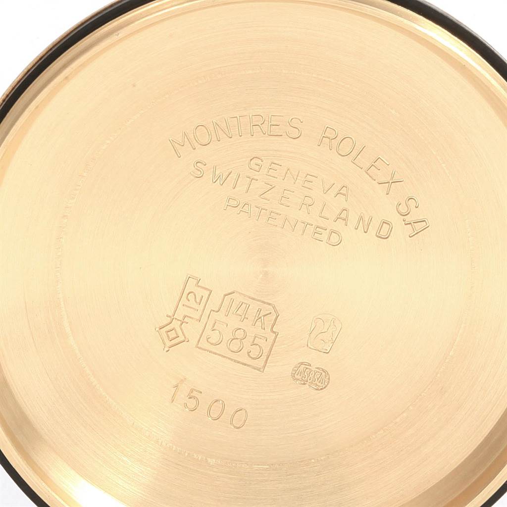 This image shows the inside of the case back for a Vintage Collection model by Rolex.