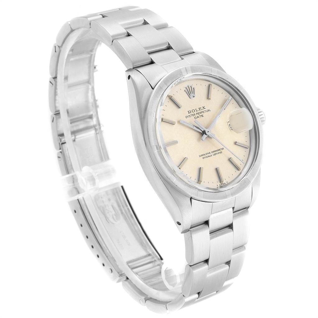The Rolex Vintage Collection 1501 Men
s Stainless Steel Silver Dial 1501 Men
s Stainless Steel Silver Dial watch is shown at a slight angle, displaying the band, case, dial, and part of the bracelet.