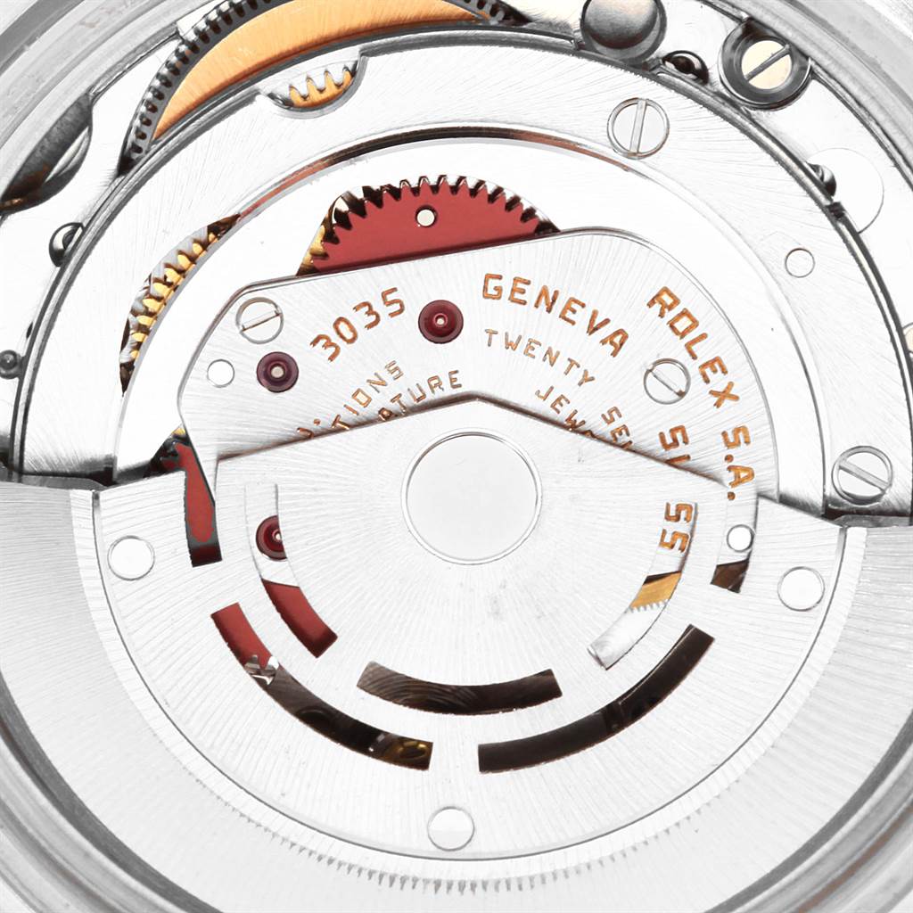 This image shows the internal mechanism of the Rolex Vintage Collection 16030 Men's Stainless Steel Silver Dial 16030 Men's Stainless Steel Silver Dial model watch from an angled close-up view.