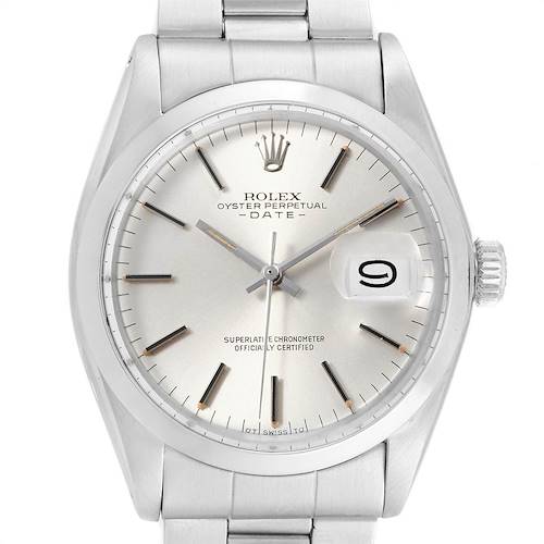 Photo of Rolex Date Silver Dial Automatic Steel Vintage Mens Watch 1500