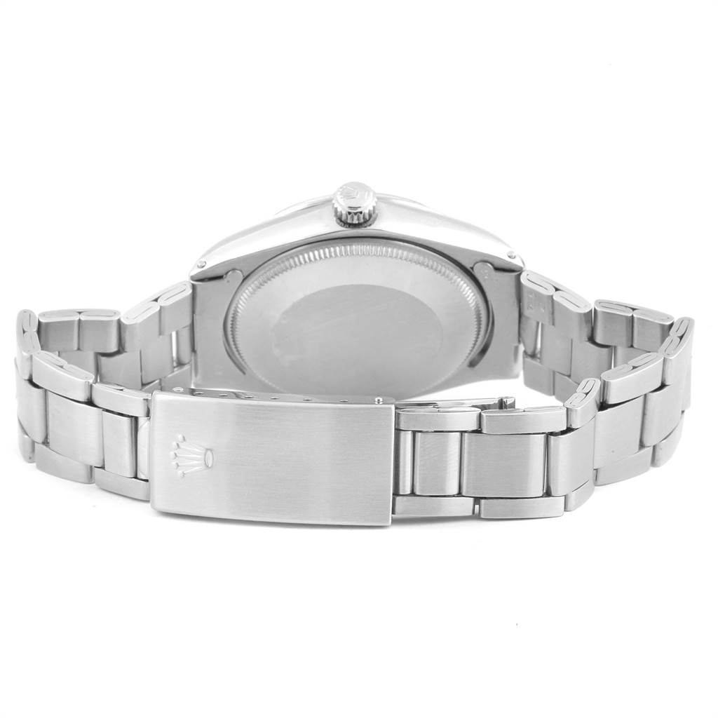 This image shows the back view of the Rolex Vintage Collection 1003 Men's Stainless Steel Silver Dial 1003 Men's Stainless Steel Silver Dial watch, highlighting its clasp and bracelet.
