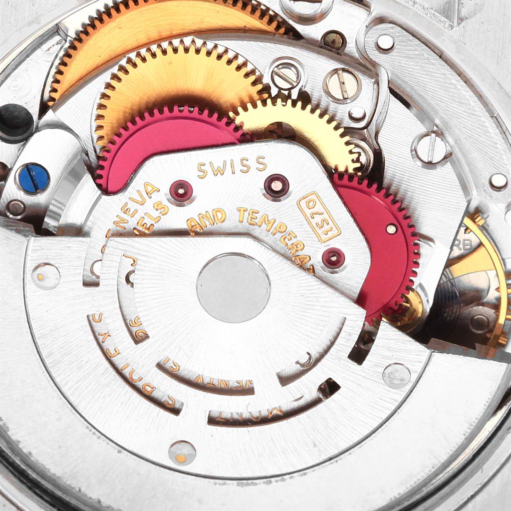 This close-up image shows the intricate movements and gears of the Vintage Collection model by Rolex.