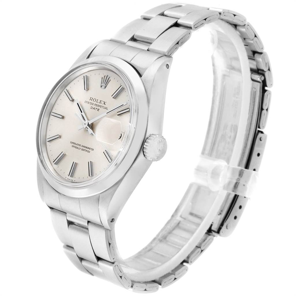 The Rolex Vintage Collection 1500 Men's Stainless Steel Silver Dial 1500 Men's Stainless Steel Silver Dial model is shown at a three-quarter angle, displaying the face, bezel, crown, and bracelet.