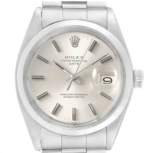 Photo of Rolex Date Silver Dial Oyster Bracelet Vintage Mens Watch 1500