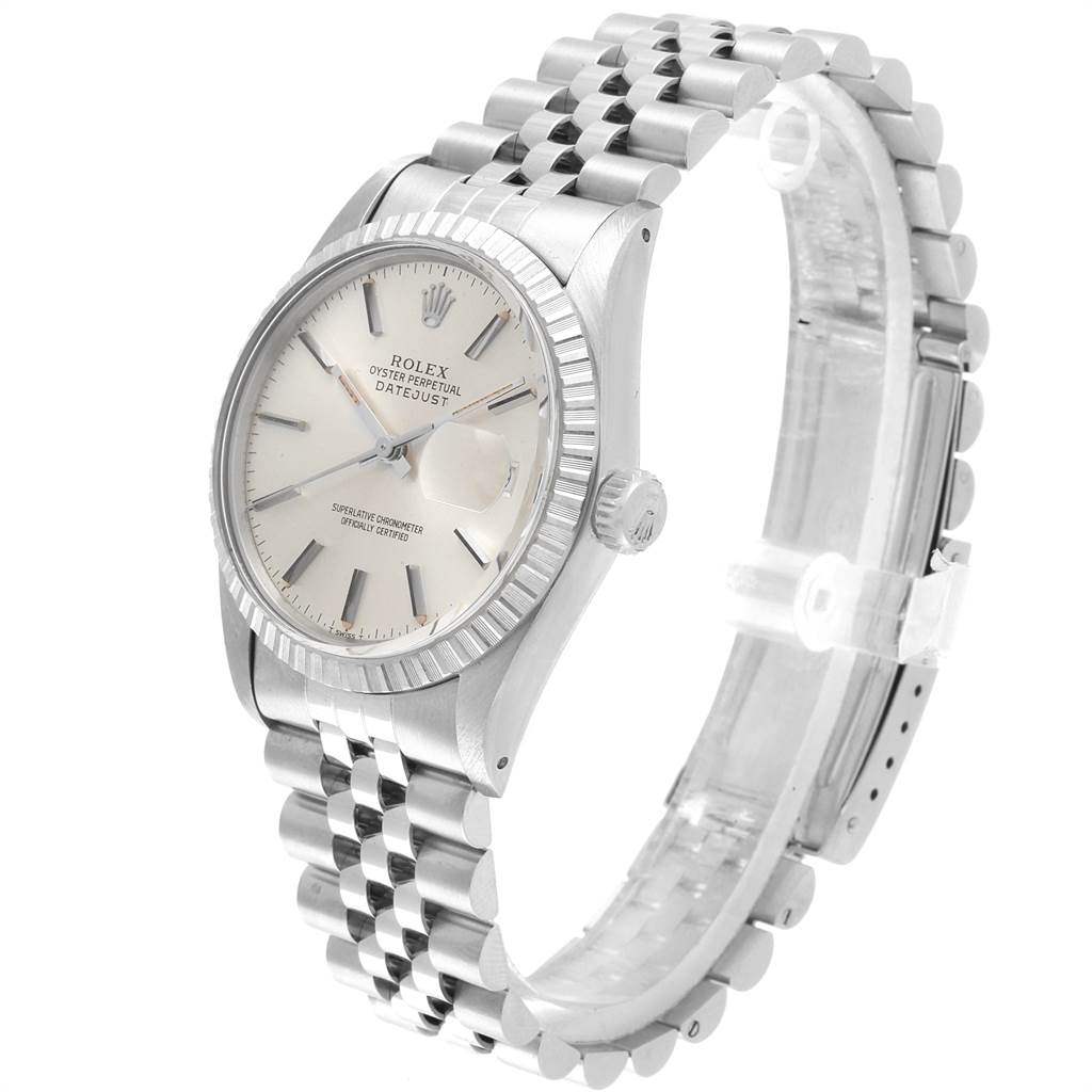 The Rolex Vintage Collection 16030 Men's Stainless Steel Silver Dial 16030 Men's Stainless Steel Silver Dial watch is shown at a three-quarter angle, highlighting its face, bezel, crown, and metal bracelet.