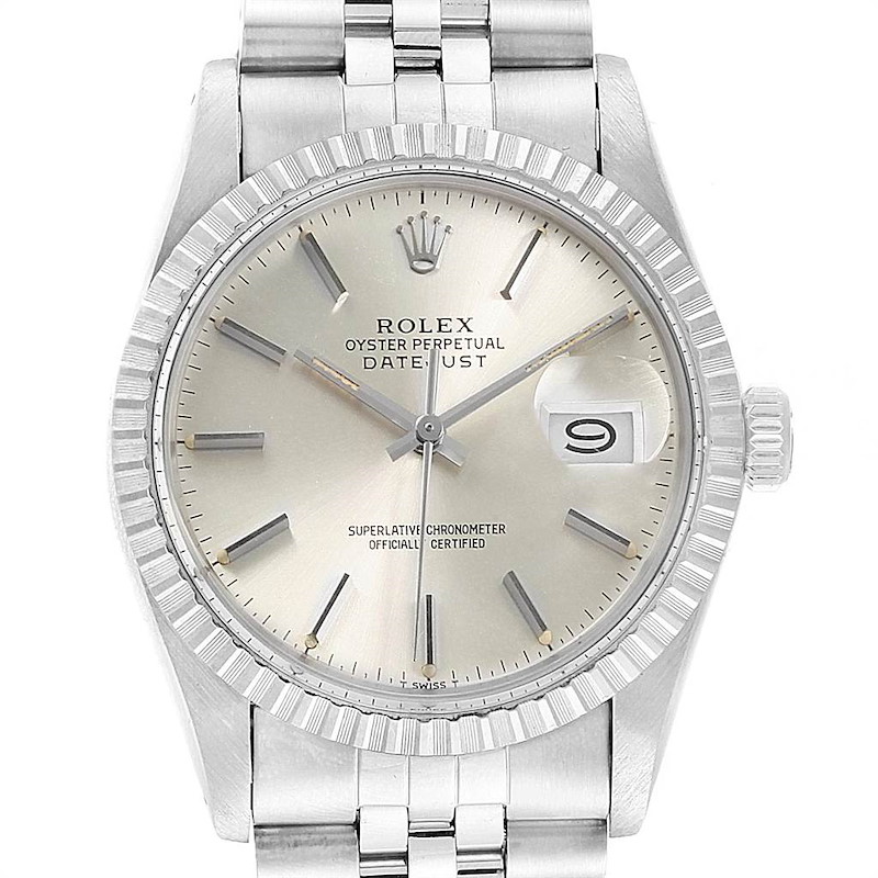 Rolex Datejust Vintage Silver Dial Steel Mens Watch 16030 SwissWatchExpo