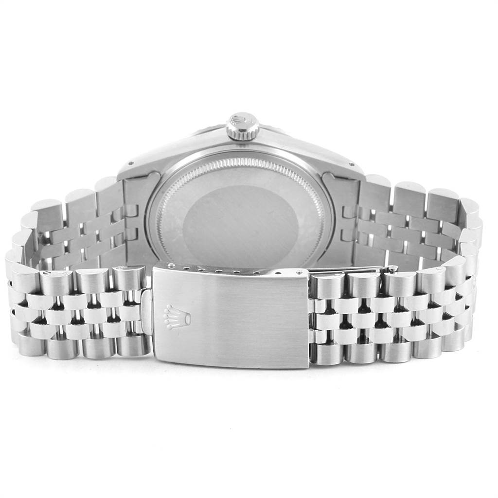 The image shows the back case and clasp of a Rolex Vintage Collection 16030 Men's Stainless Steel Silver Dial 16030 Men's Stainless Steel Silver Dial watch from a rear angle.