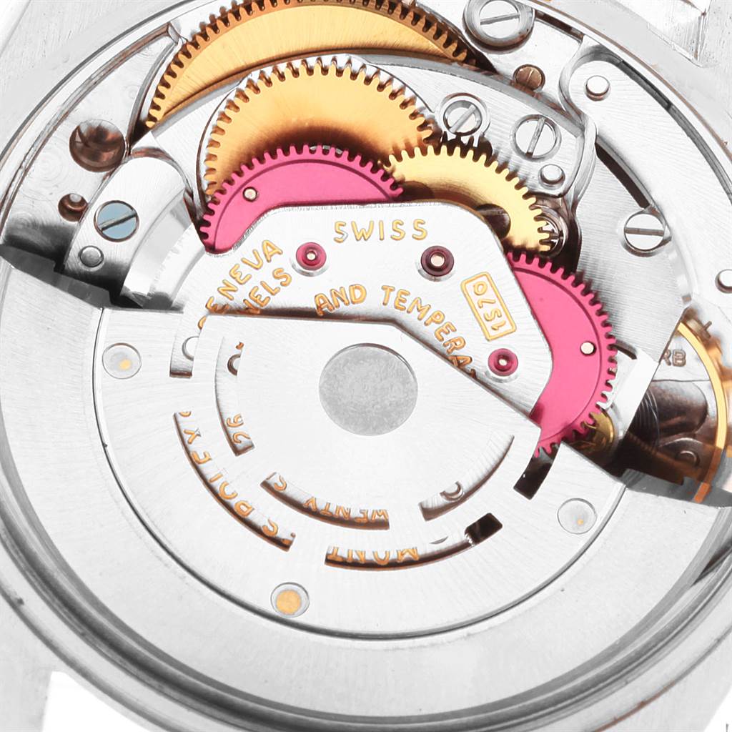 This image shows the movement mechanism of the Rolex Vintage Collection 1501 Men's Stainless Steel Silver Dial 1501 Men's Stainless Steel Silver Dial watch, highlighting gears and intricate parts.