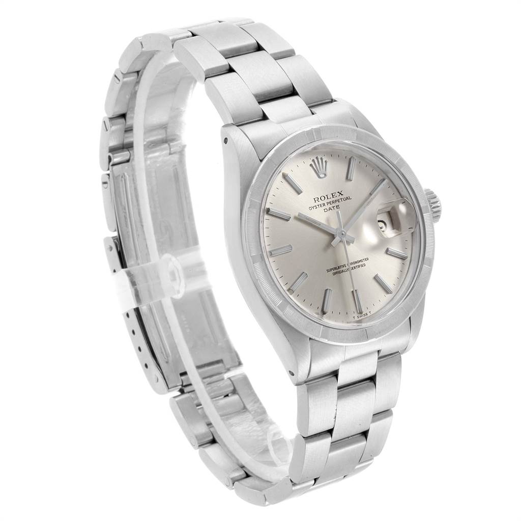 The image shows a Rolex Vintage Collection 1501 Men's Stainless Steel Silver Dial 1501 Men's Stainless Steel Silver Dial model watch from a front-right angle, showcasing the dial, bezel, and bracelet.