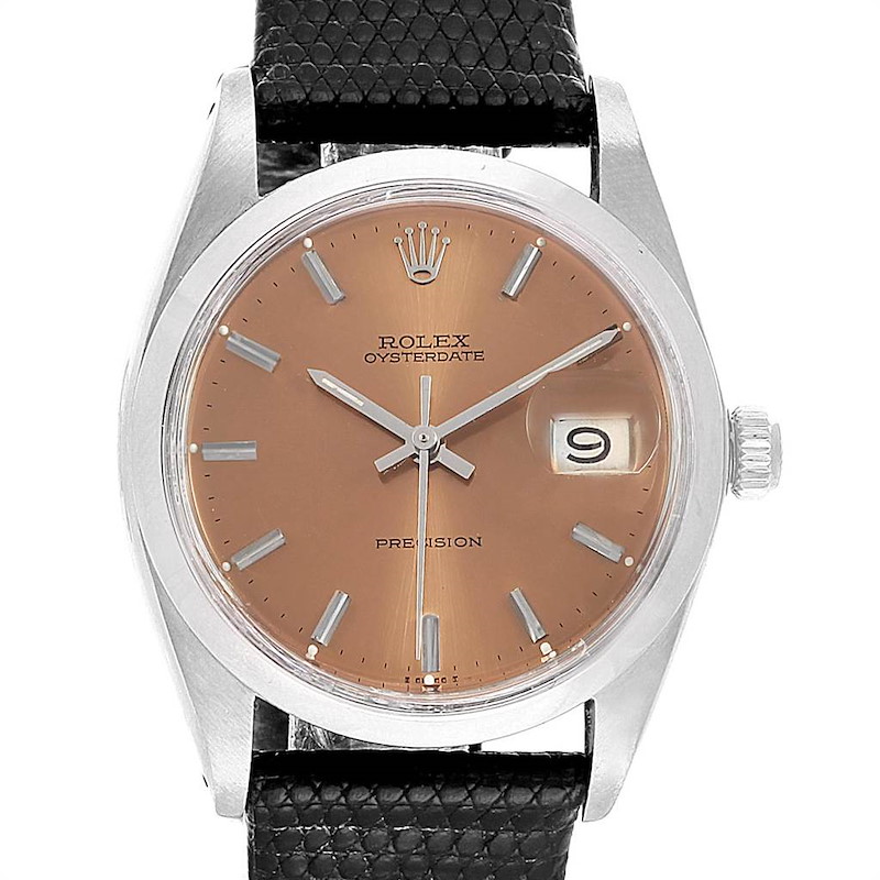 Rolex OysterDate Precision Bronze Dial Steel Vintage Mens Watch 6694 SwissWatchExpo