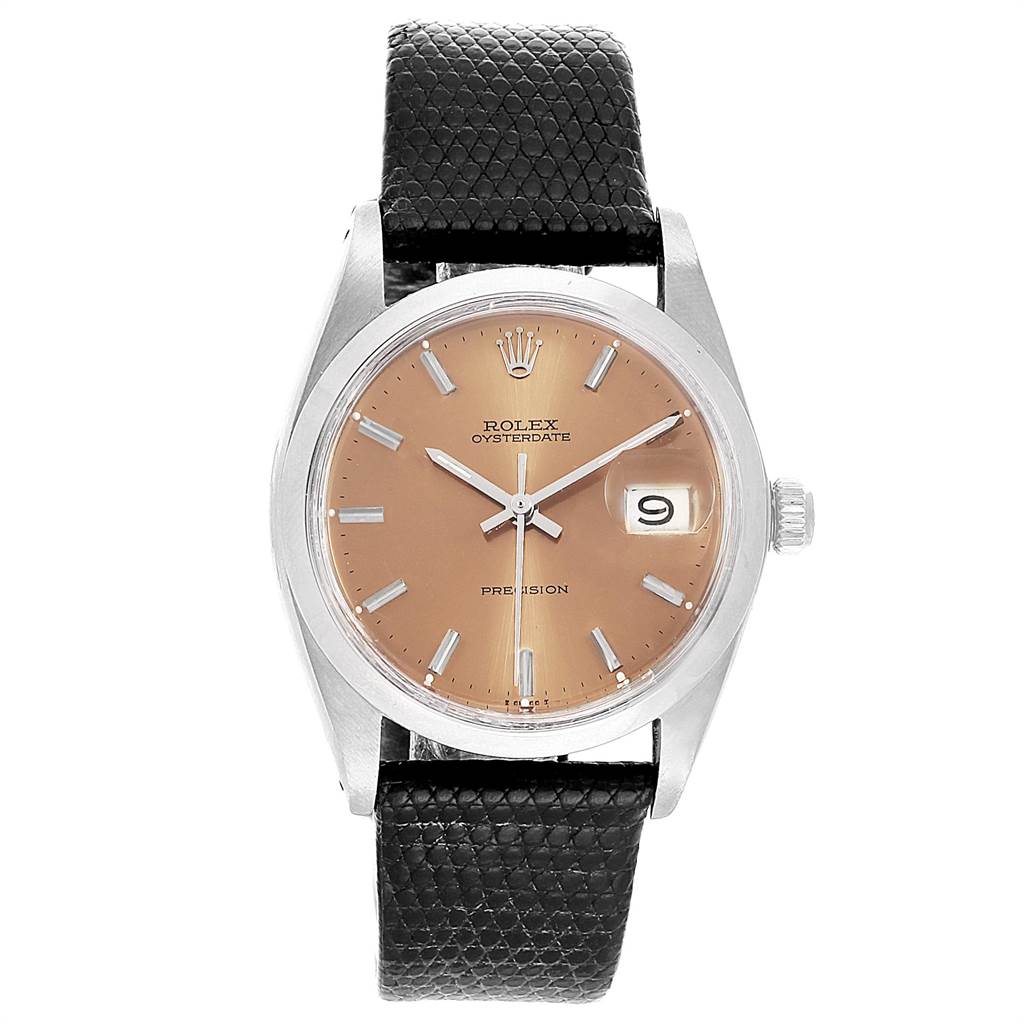 This image shows a Rolex Vintage Collection 6694 Men's Stainless Steel Brown Dial 6694 Men's Stainless Steel Brown Dial model watch from a front angle, displaying the dial, crown, and strap.