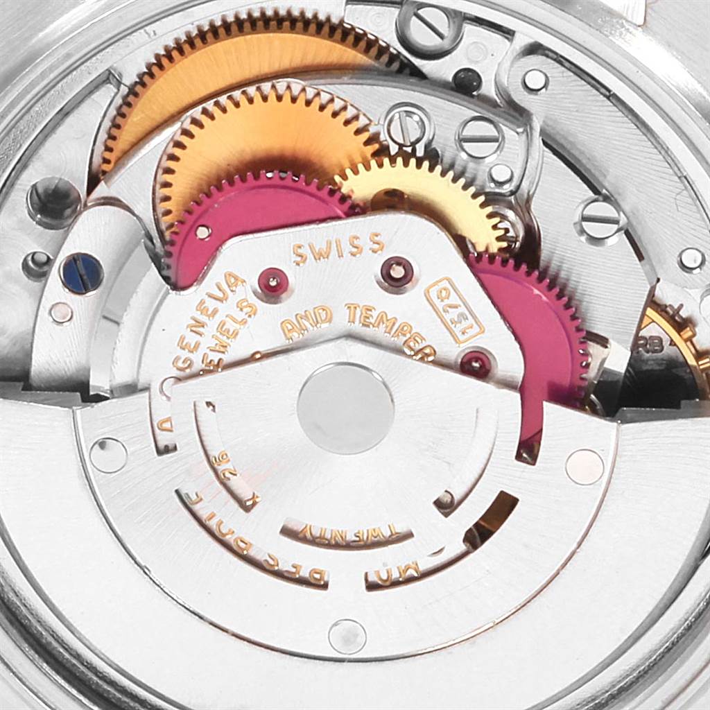This image shows the internal mechanism of a Rolex Vintage Collection 1601 Men's Stainless Steel Silver Dial 1601 Men's Stainless Steel Silver Dial watch from a close-up angle.