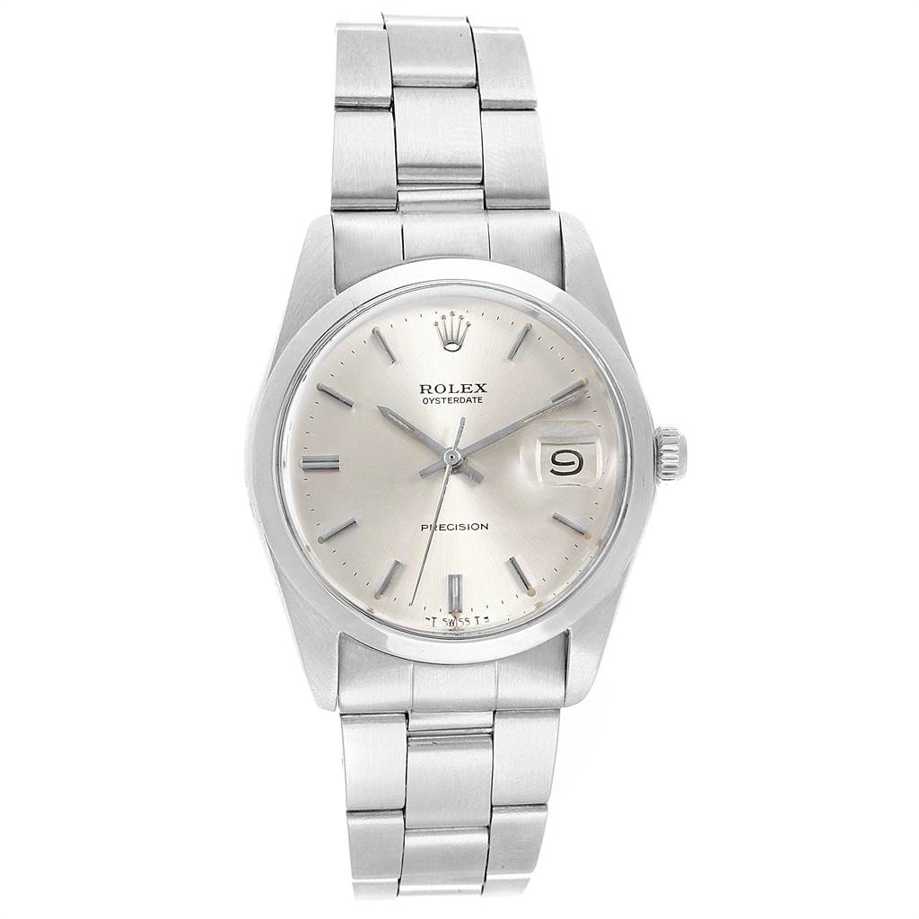 This image shows a front view of a Rolex Vintage Collection 6694 Men's Stainless Steel Silver Dial 6694 Men's Stainless Steel Silver Dial watch, displaying the face, bracelet, and crown.