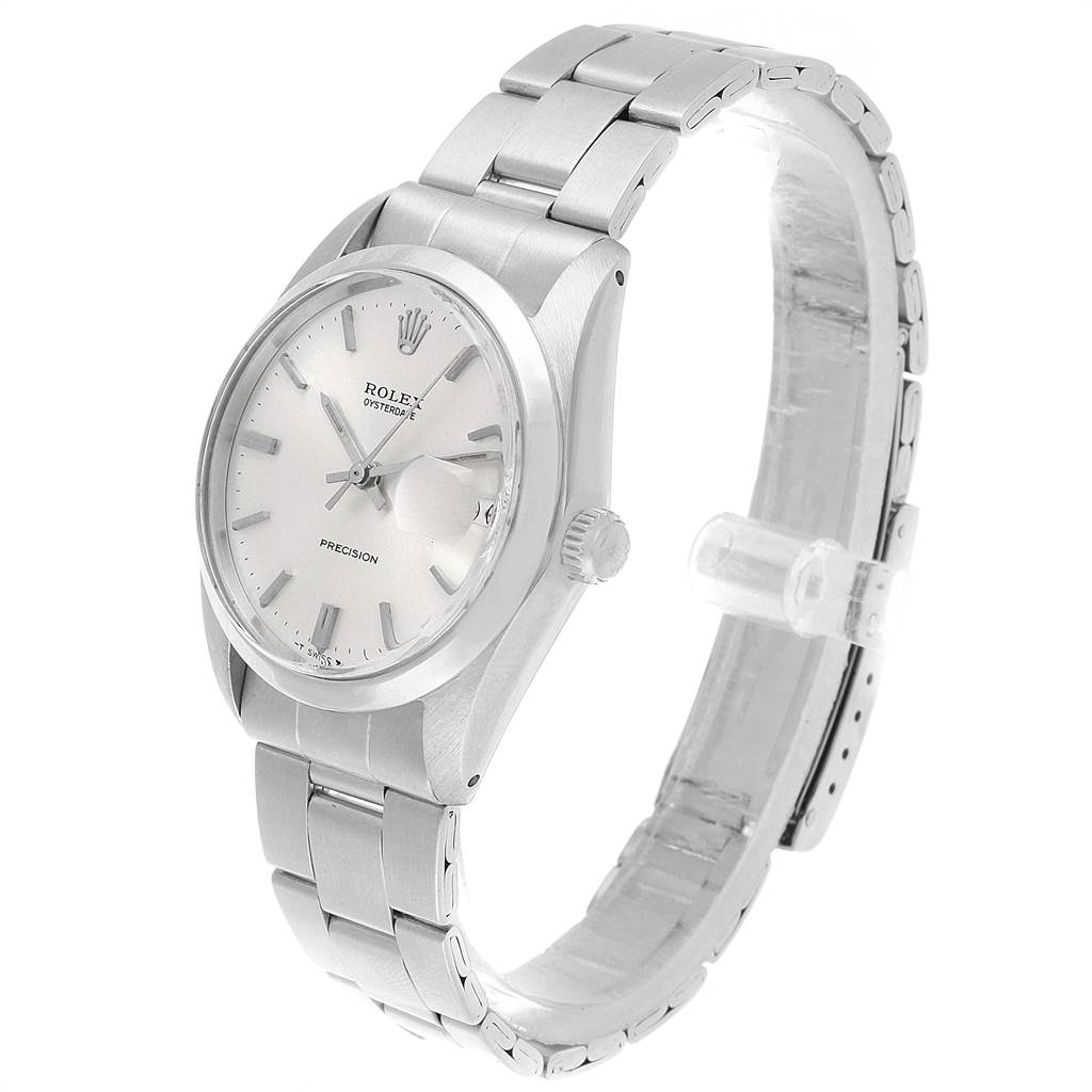 This image shows a Rolex Vintage Collection 6694 Men's Stainless Steel Silver Dial 6694 Men's Stainless Steel Silver Dial watch at a three-quarter angle, highlighting the face, bezel, crown, and bracelet.