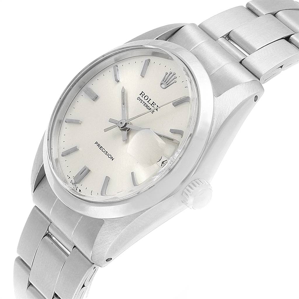 The Rolex Vintage Collection 6694 Men's Stainless Steel Silver Dial 6694 Men's Stainless Steel Silver Dial watch is shown at an angled view highlighting the face and part of the bracelet.