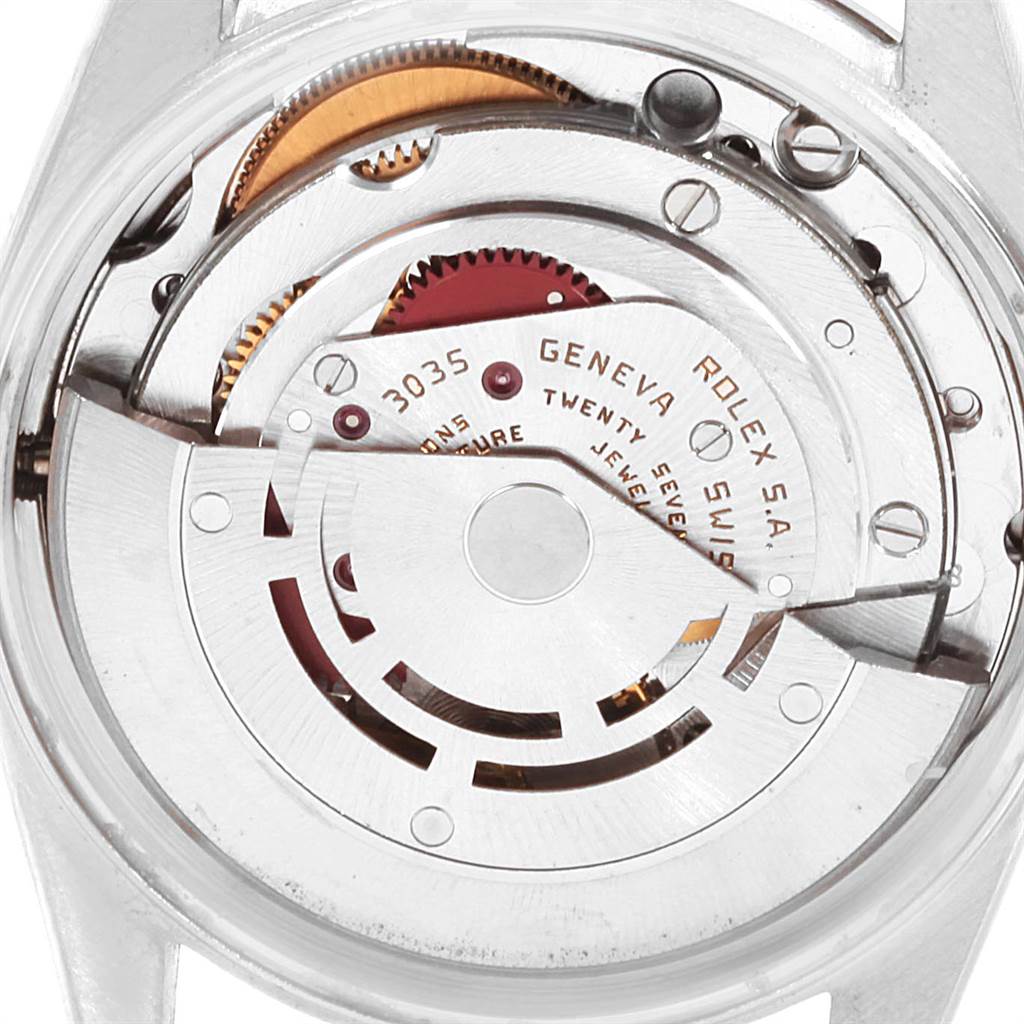 This image shows the internal mechanics of a Rolex Vintage Collection 15000 Men's Stainless Steel Silver Dial 15000 Men's Stainless Steel Silver Dial model, viewed from the back.