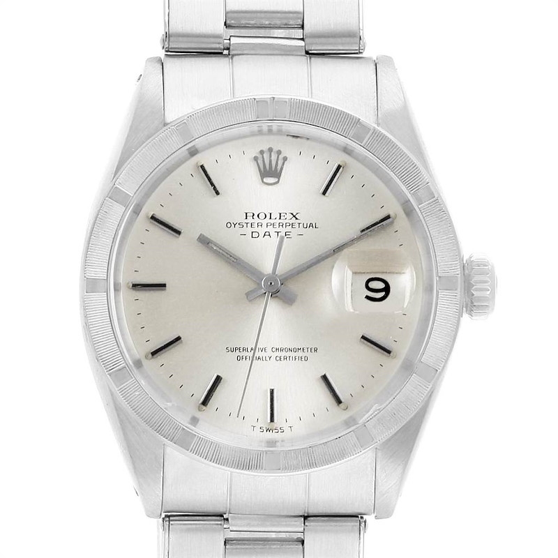 Rolex Date Vintage White Dial Stainless Steel Mens Watch 1501 SwissWatchExpo