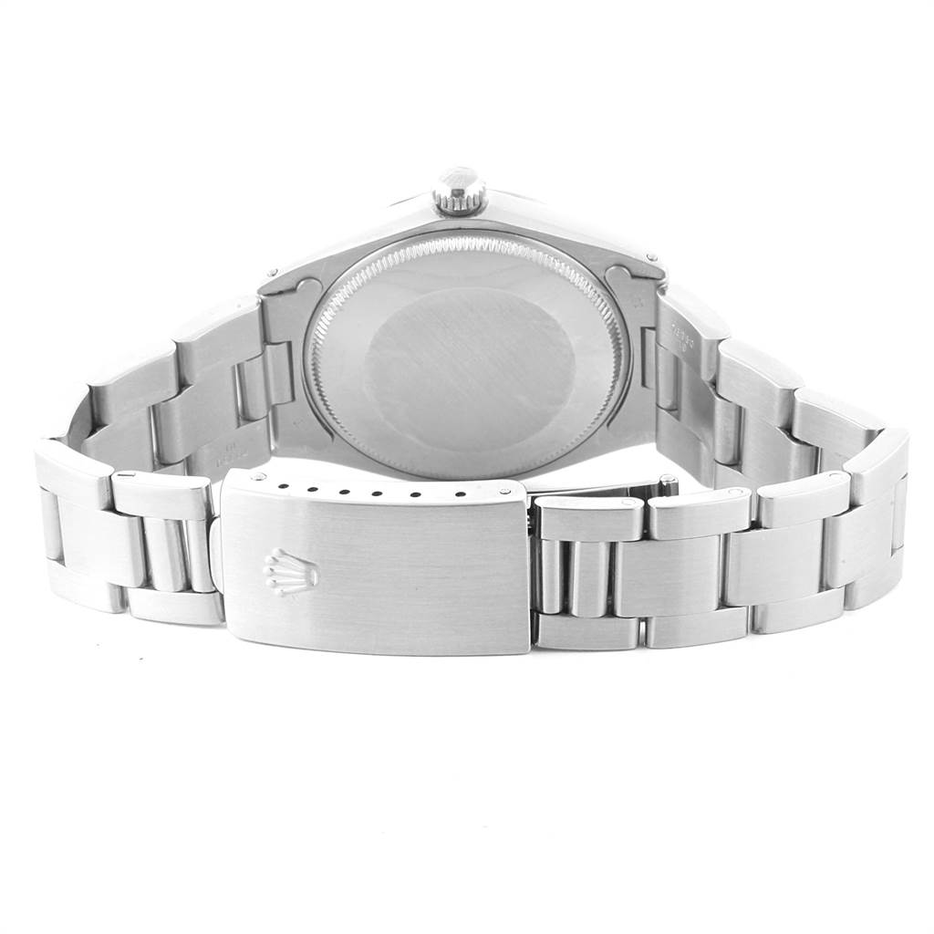 The image shows the back view and clasp of the Rolex Vintage Collection 1002 Men's Stainless Steel Silver Dial 1002 Men's Stainless Steel Silver Dial watch.