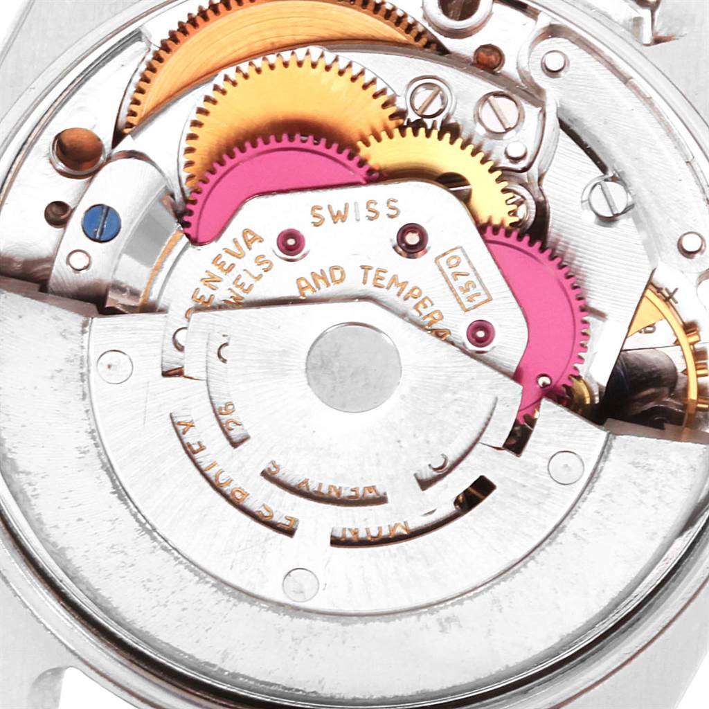 This image shows the inner mechanical parts of the Rolex Vintage Collection 1002 Men's Stainless Steel Silver Dial 1002 Men's Stainless Steel Silver Dial model from an angled close-up view.