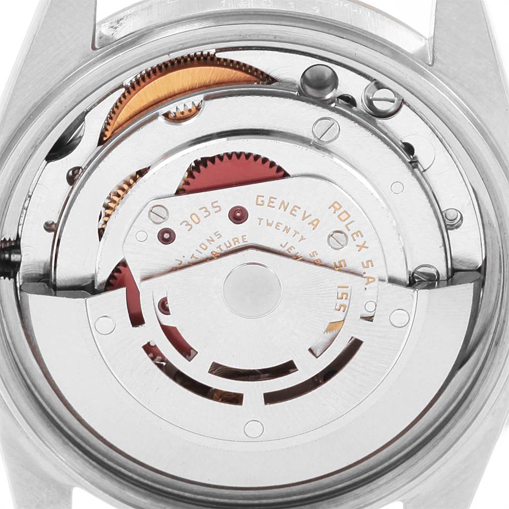 This image shows the intricate interior mechanism of the Rolex Vintage Collection 16013 Men's Stainless Steel Champagne Dial 16013 Men's Stainless Steel Champagne Dial model, viewed from the back.