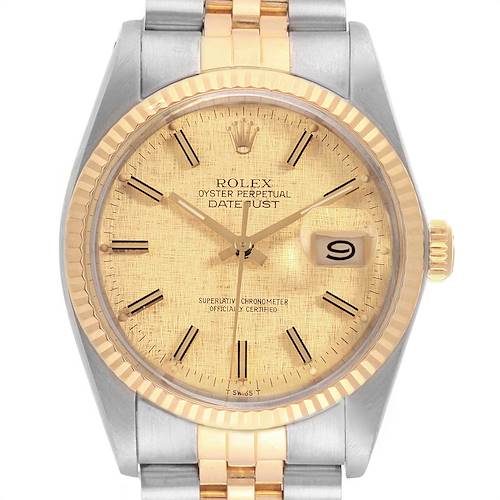 Photo of Rolex Datejust 36 Steel Yellow Gold Vintage Mens Watch 16013 Box Papers