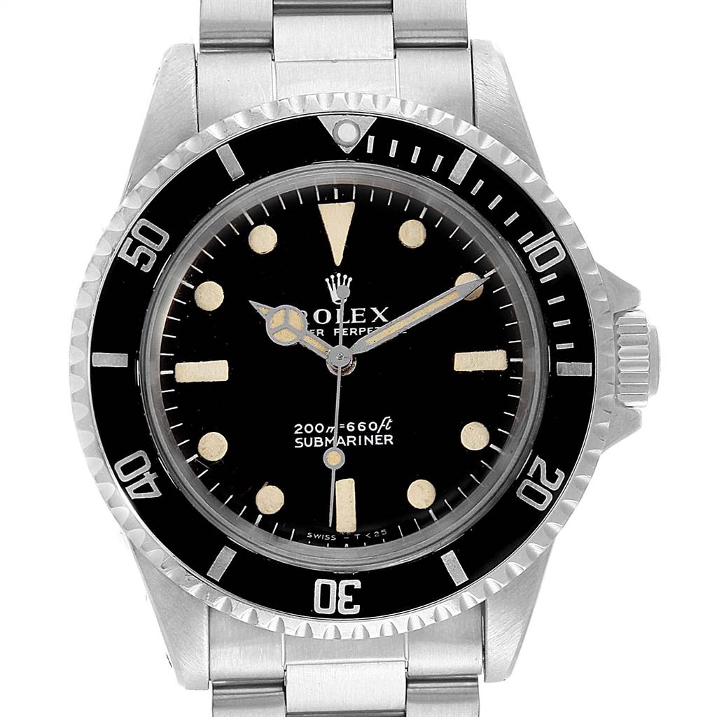 This is a front view of a Vintage Collection Rolex Submariner watch, showing the dial, bezel, and part of the bracelet.