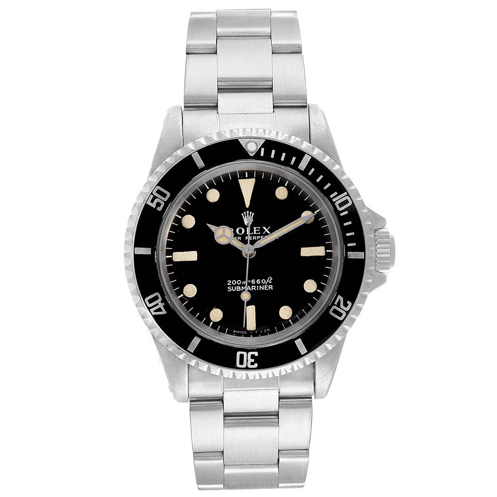 This is a front view of the Vintage Collection Rolex Submariner watch, showcasing the dial, bezel, and bracelet.
