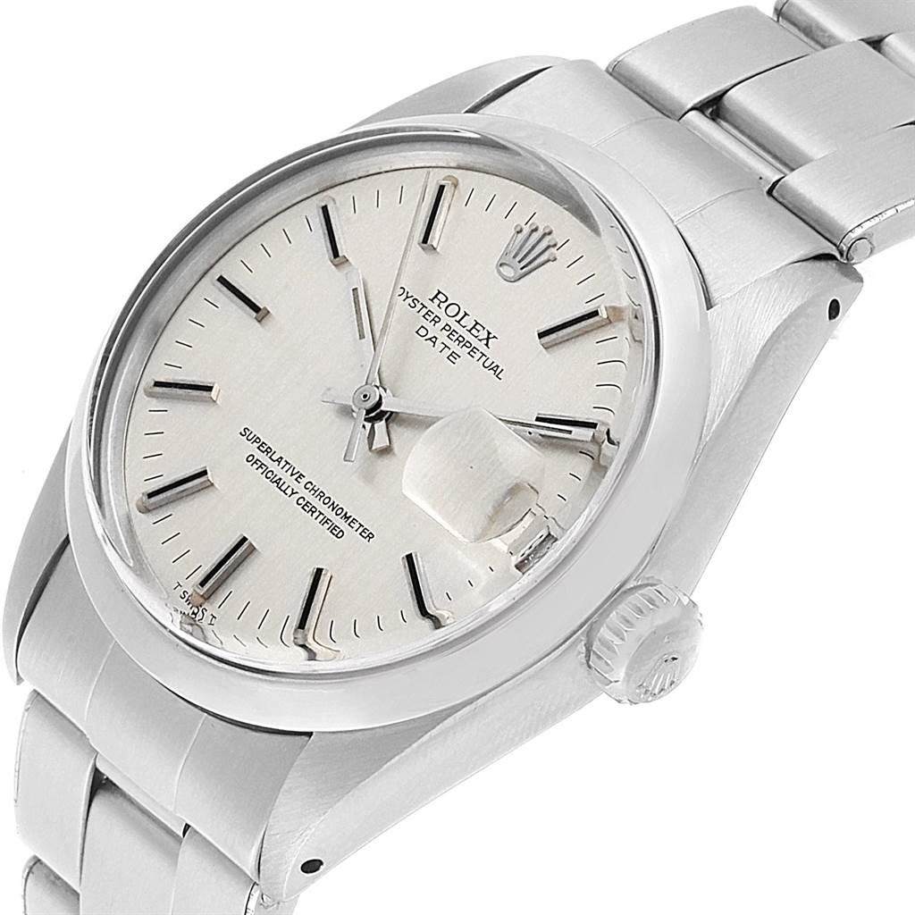 The Rolex Vintage Collection 1500 Men's Stainless Steel Silver Dial 1500 Men's Stainless Steel Silver Dial watch is shown at an angled view highlighting its face, crown, and part of the bracelet.