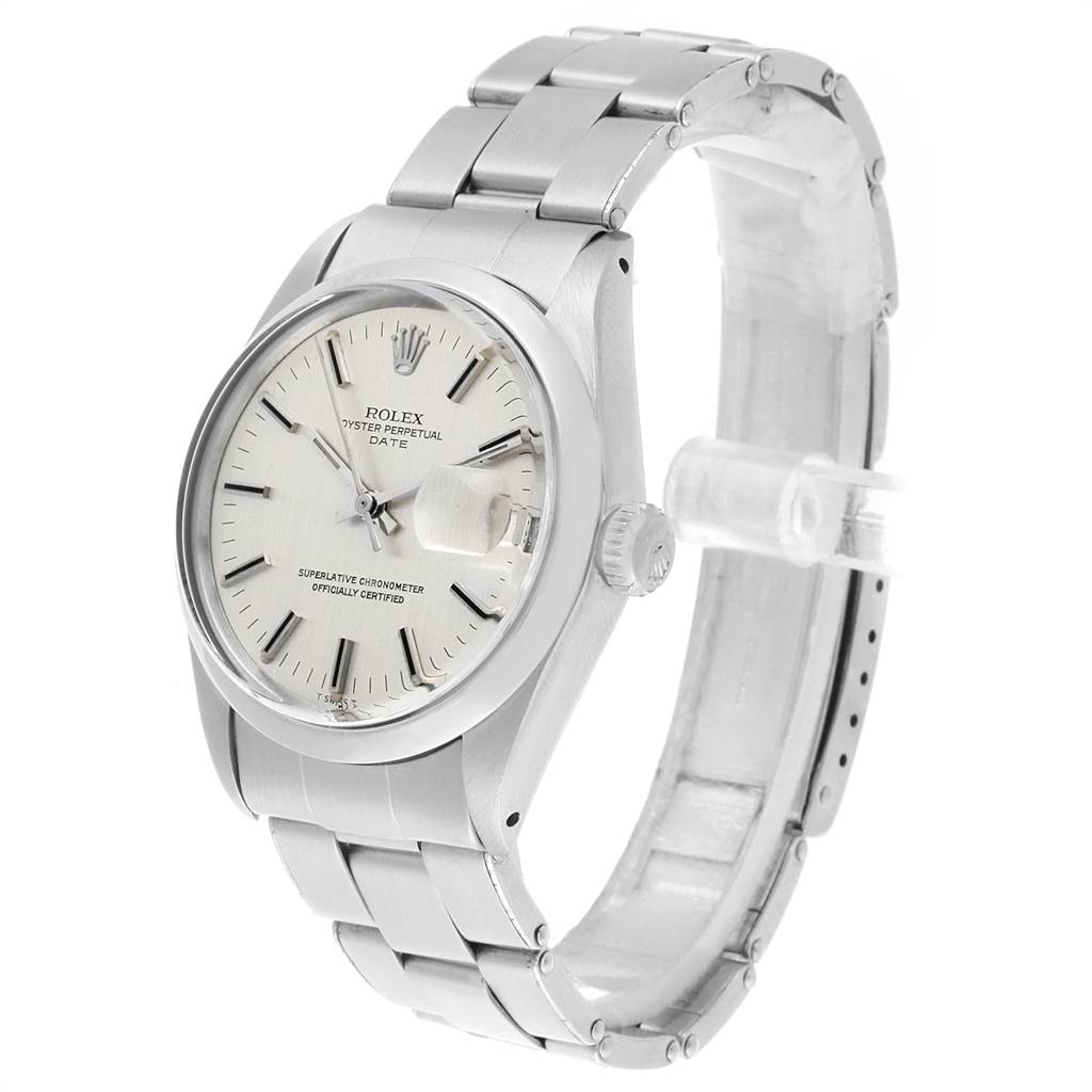 The Rolex Vintage Collection 1500 Men's Stainless Steel Silver Dial 1500 Men's Stainless Steel Silver Dial model is shown at a slight angle displaying its face, bezel, bracelet, and crown.