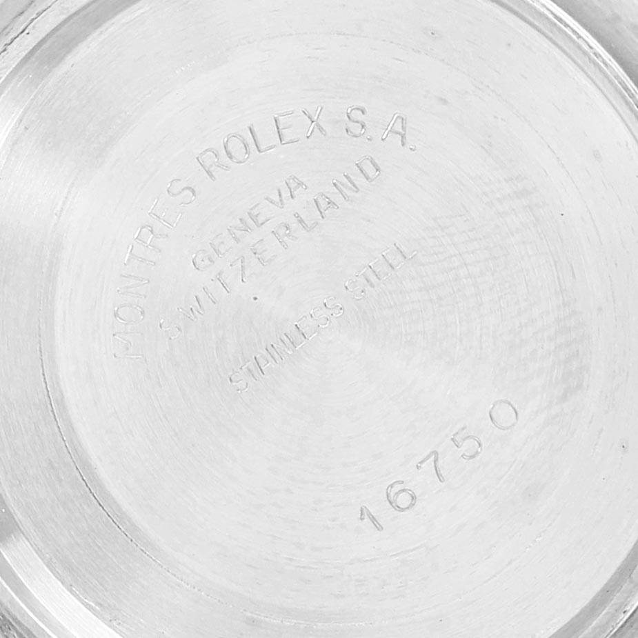 This is the case back of the Rolex Vintage Collection 16753 Men's Stainless Steel Brown Dial 16753 Men's Stainless Steel Brown Dial watch, showing the engraved markings and model number "16750."