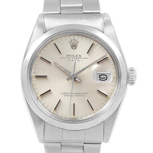 Photo of Rolex Date Silver Dial Automatic Steel Vintage Mens Watch 1500