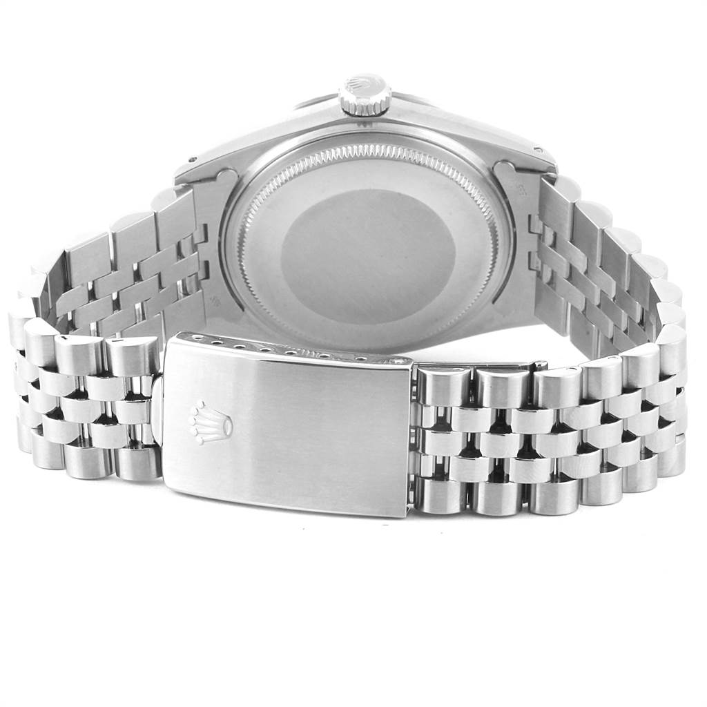 This image shows the back view of the Rolex Vintage Collection 16030 Men's Stainless Steel Grey Dial 16030 Men's Stainless Steel Grey Dial watch, including the case back, crown, and bracelet clasp.