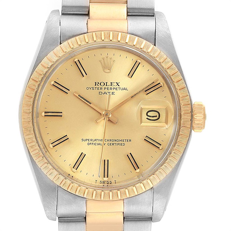 Rolex Date Steel Yellow Gold Vintage Mens Watch 1505 Box Papers SwissWatchExpo