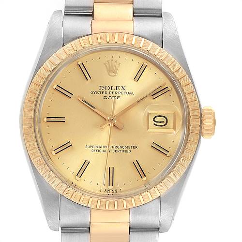 Photo of Rolex Date Steel Yellow Gold Vintage Mens Watch 1505 Box Papers