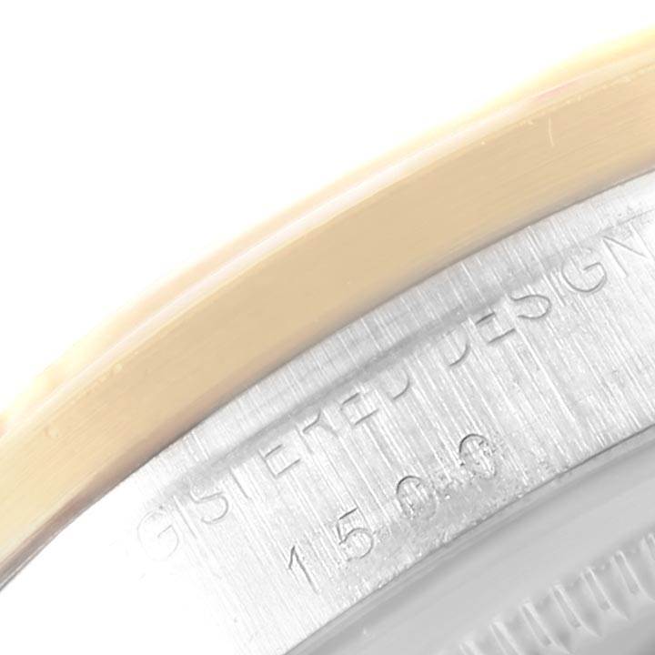 This image shows a close-up of the case back and edge of the bezel on the Vintage Collection model by Rolex.