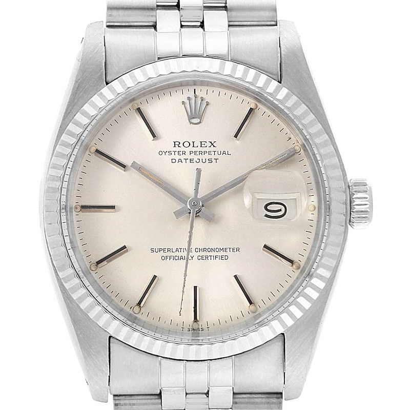 Rolex Datejust 36 Vintage Steel White Gold Automatic Mens Watch 16014 SwissWatchExpo