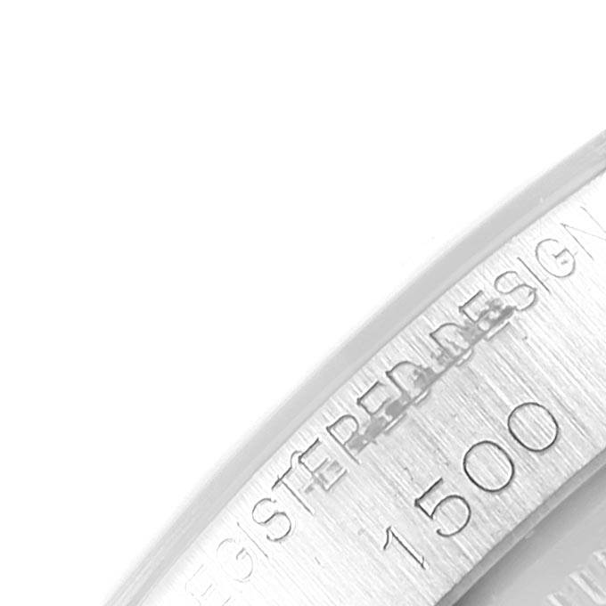 This image shows the side engraving details of the case of a Vintage Collection Rolex watch, focusing on model number "1500".