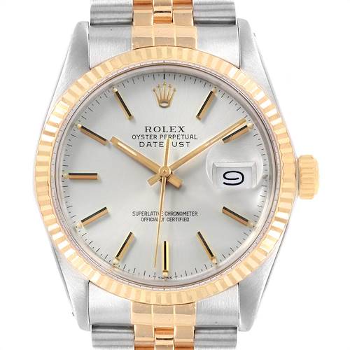 Photo of Rolex Datejust Steel Yellow Gold Silver Dial Vintage Mens Watch 16013